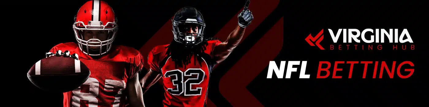 NFL betting Virginia banner with two football players in red and black uniform