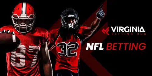 NFL betting Virginia banner with two football players in red and black uniform