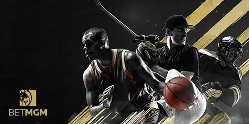 betmgm sportsbook desktop banner showing three athletes in different disciplines alongside the betmgm logo